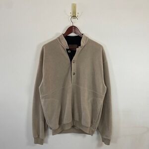 Vintage Fleece Henley Sweatshirt Beige Mens Medium Pockets Neutral Gorpcore
Cozy